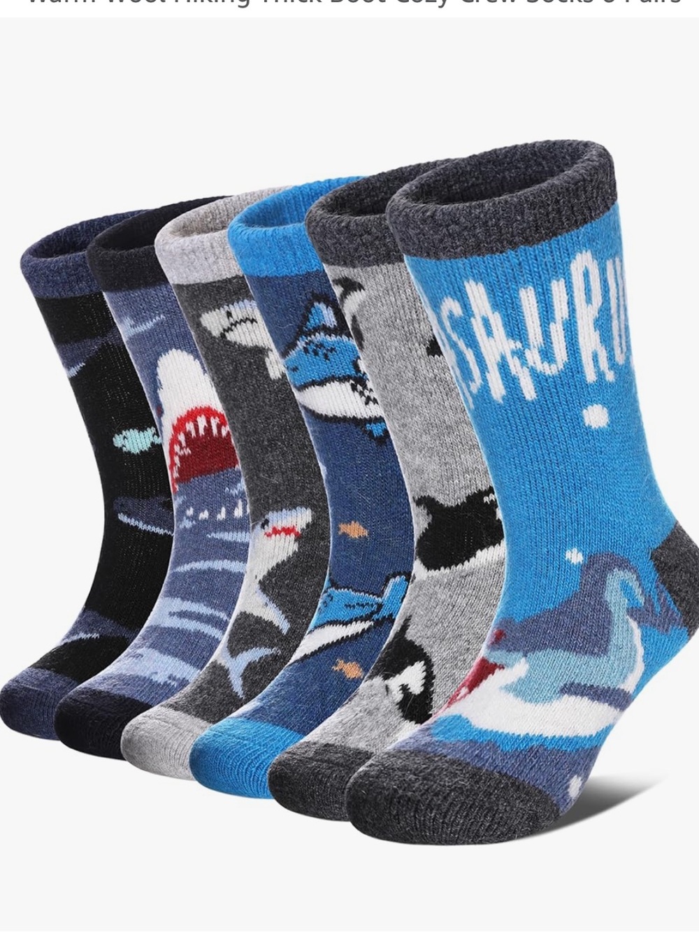 Kids Wool Blend Winter Socks Boys Girls Warm Thick Crew Socks 6 Pairs Size 1-3T